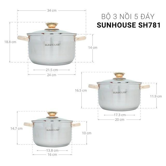 Bộ nồi inox 5 đáy SUNHOUSE SH781