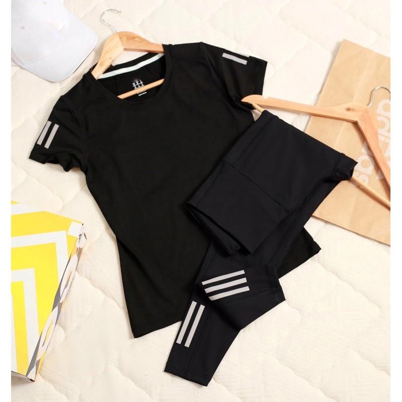 SET BỘ TẬP NỮ QUẦN DÀI ÁO TAY NGĂN THỂ THAO GYM YOGA CHẠY BỘ - BOM B52 Thời Trang Thể Thao