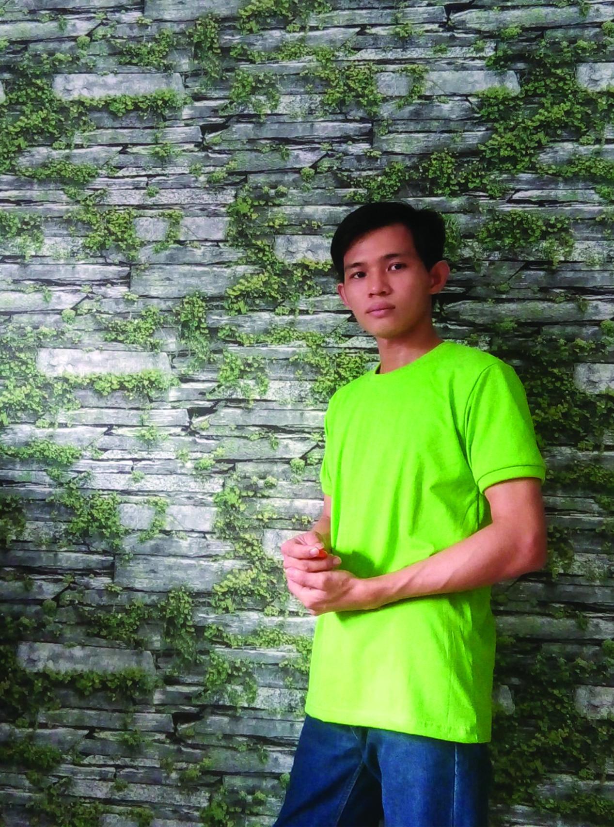 Áo thun nam có bo tay màu xanh lá mạ - trơn - hàng cao cấp