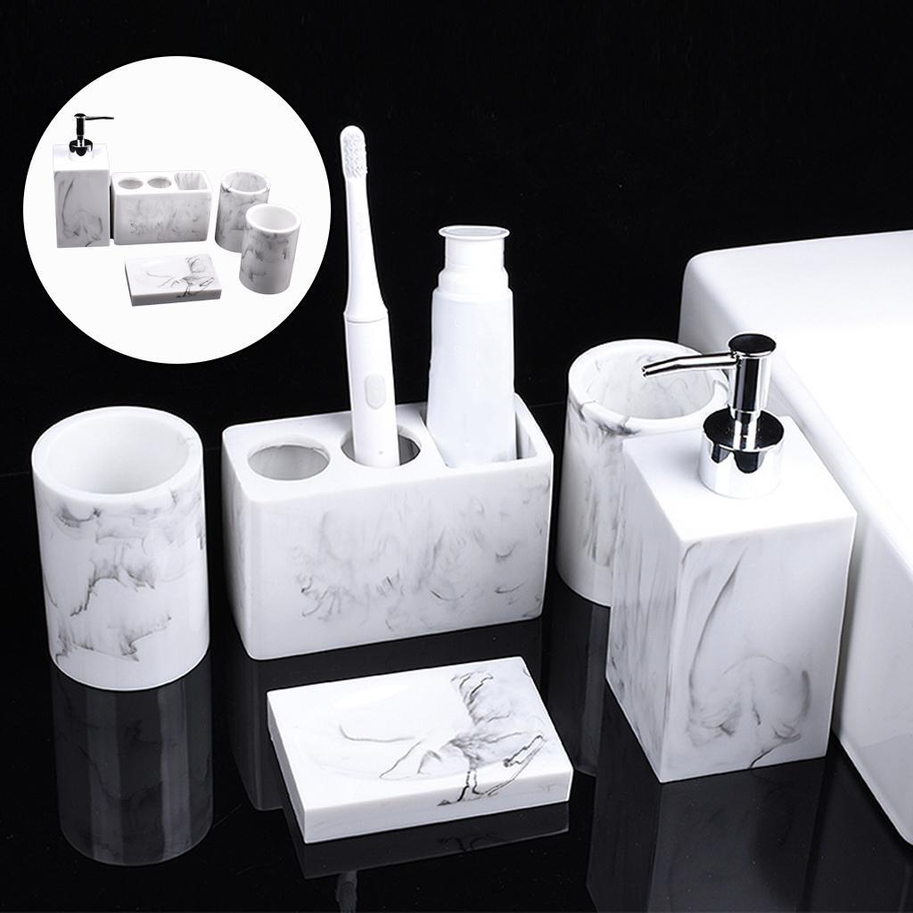 Bath Bathroom Accessories Set 5-pack Toothbrush Holder Lotion Dispenser
