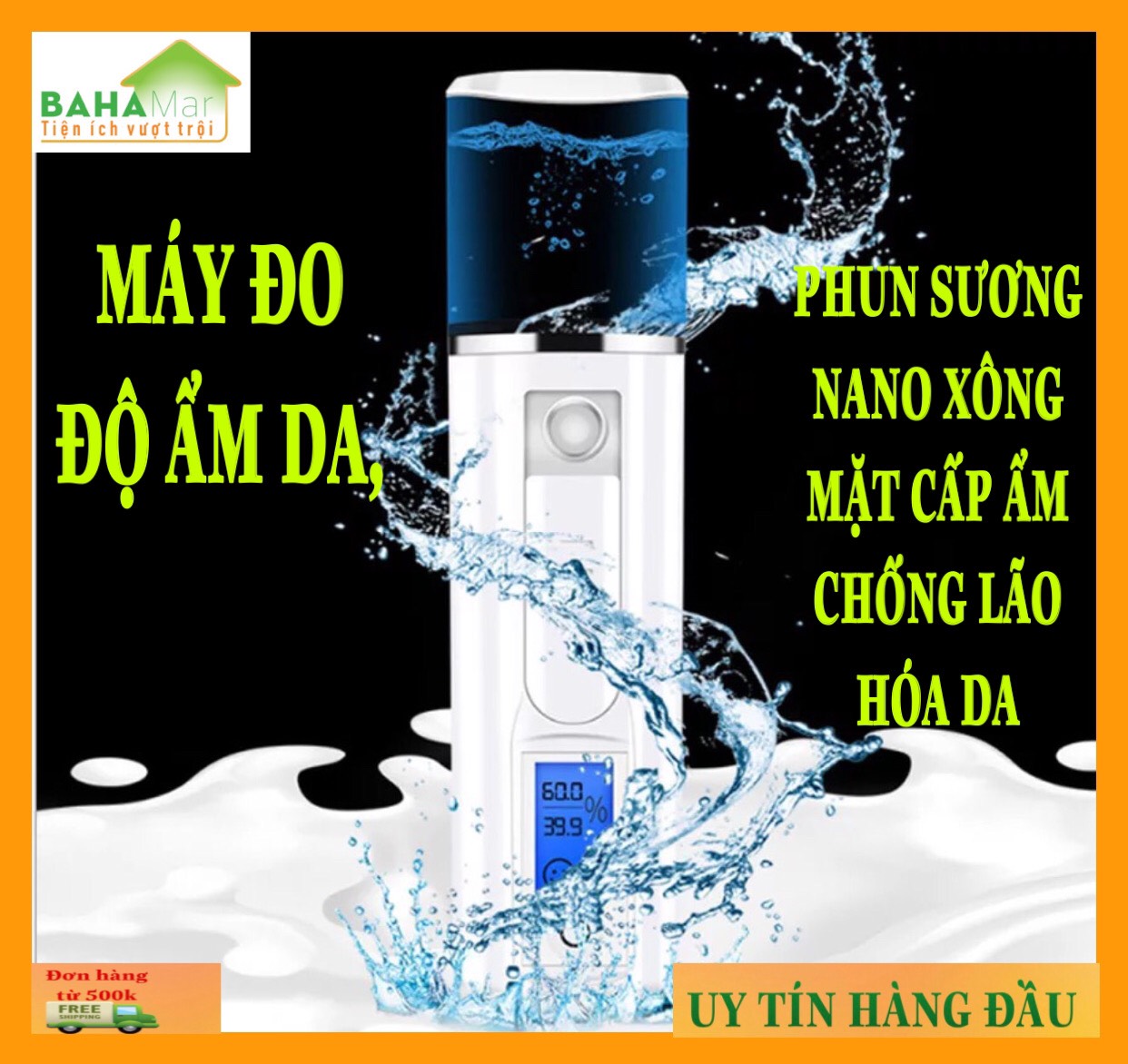 MÁY ĐO ĐỘ ẨM DA CẦM TAY PHUN SƯƠNG NANO XÔNG MẶT TẠO ĐỘ ẨM CHỐNG LÃO HÓA DA &quot;BAHAMAR&quot; hiệu quả có thể bổ sung khô, thường xuyên độ ẩm cho da và da cân bằng dầu, làm cho làn da của bạn tươi sáng.