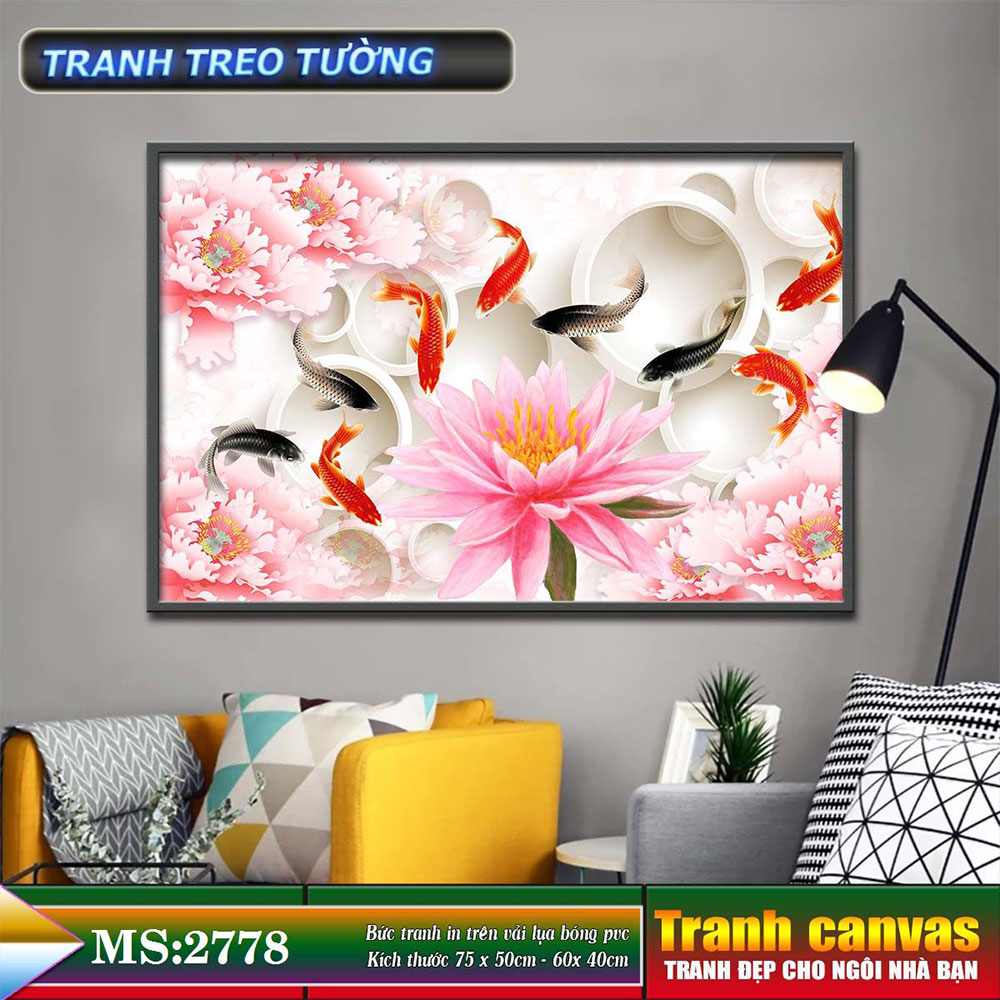 Tranh treo tường phòng khách, phòng ngủ - Cửu ngư quần hội-2778L3