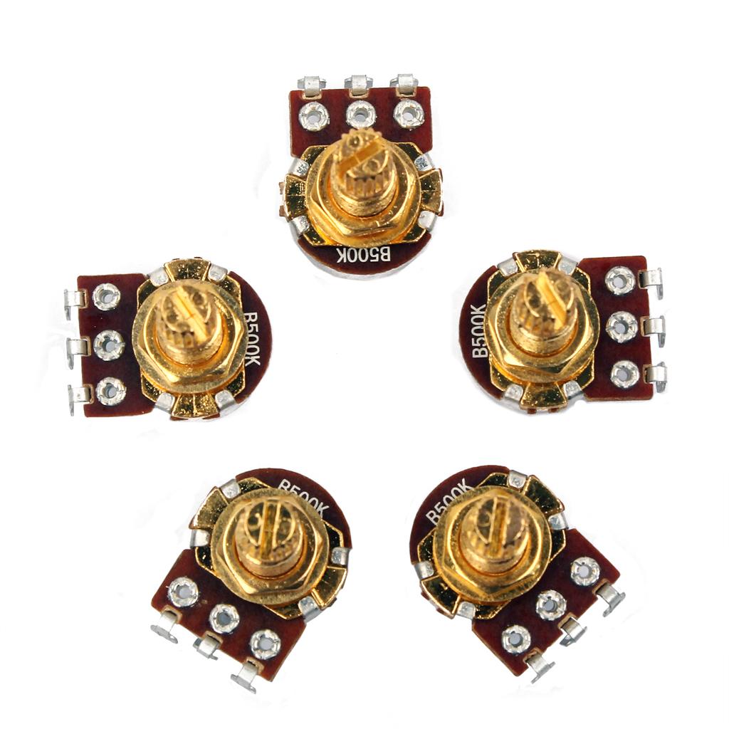 5pcs Gold 500K-ohm Volume Potentiometer A500K Guitar Pots Full Size
