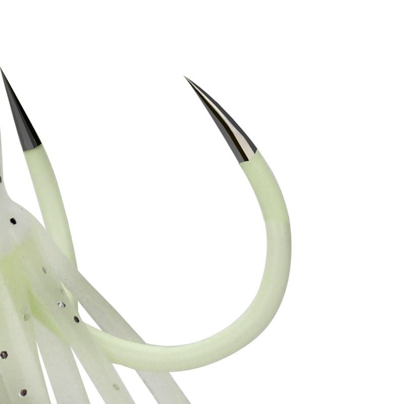1pc Squid Skirts Fishing Hooks Glow Night Quadruple Fishing Lures Luminous Octopus Artificial Bait Hook Saltwater Jig