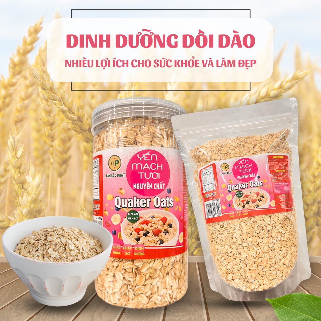 Yến Mạch TLP.100% Organic Hữu Cơ Cán Vỡ / Dẹp Giảm Cân Ăn Kiêng (1.5kg - gồm 3 Gói 500g)