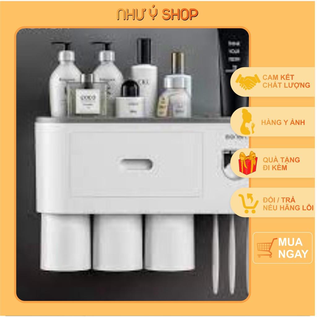 Kệ để bàn chải và nhả kem đánh răng tự động tặng kèm 3 cốc hút từ tính