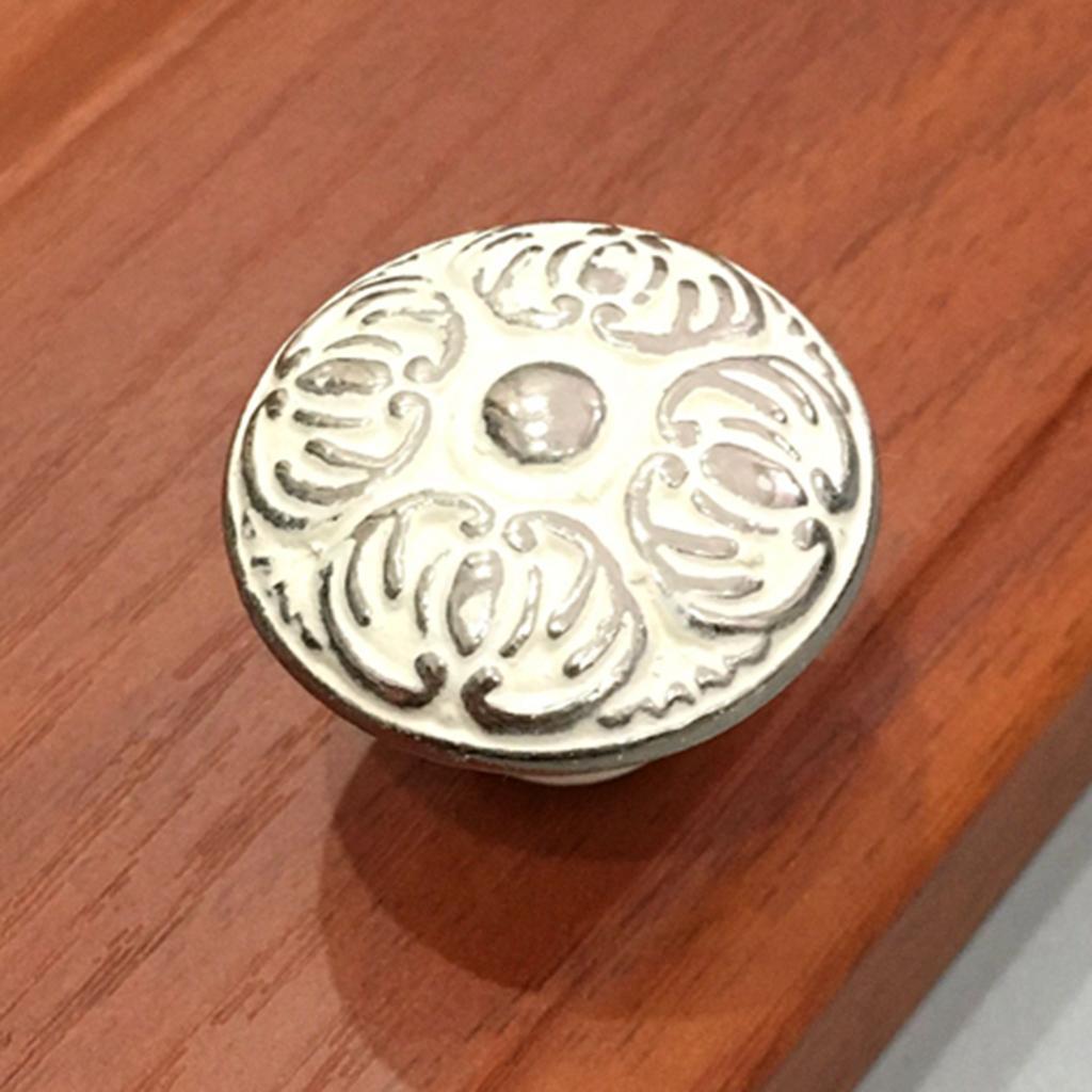 6Pcs Bedroom Drawer Knob,Silver Embossing Pattern