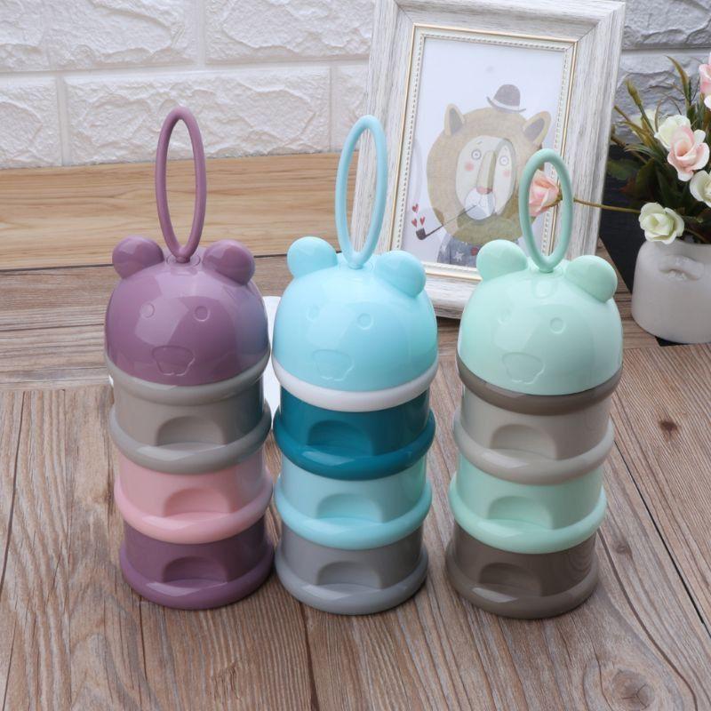 Hộp chia sữa, hộp chia đồ ăn 3 ngăn, 3 tầng cho bé bằng nhựa cao cấp không chứa BPA an toàn cho bé yêu