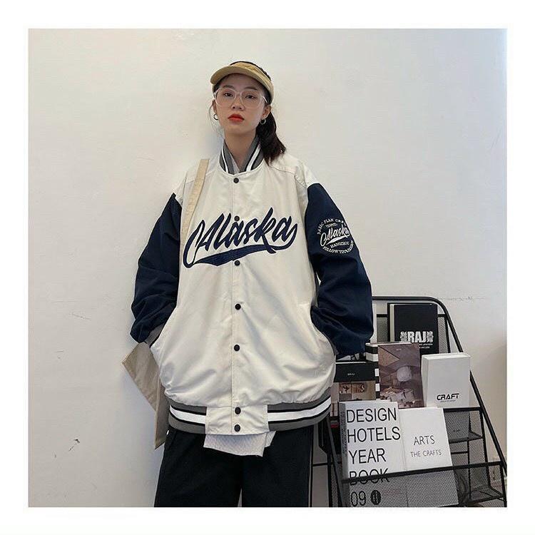 Áo Khoác Dù Bomber Bóng Chày 2 Lớp - Kiểu Unisex Rộng Chữ ALASKA - STURDUR