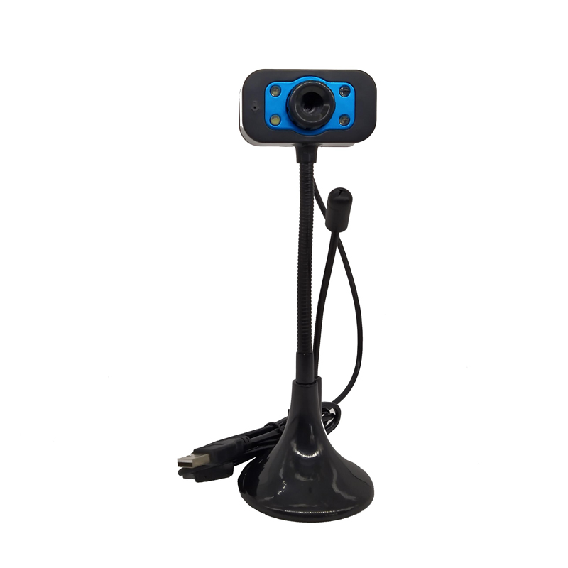 Webcam VSP độ phân giải 720p có micro phone - tích hợp 4 đèn led trợ sáng (màu ngẫu nhiên) DRU - Hàng Chính Hãng