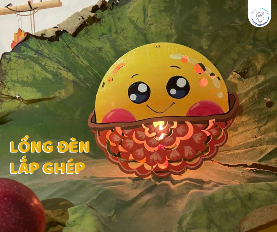 Set Đèn Lồng Gỗ Trung Thu - Lồng đèn trung thu truyền thống tô màu sáng tạo