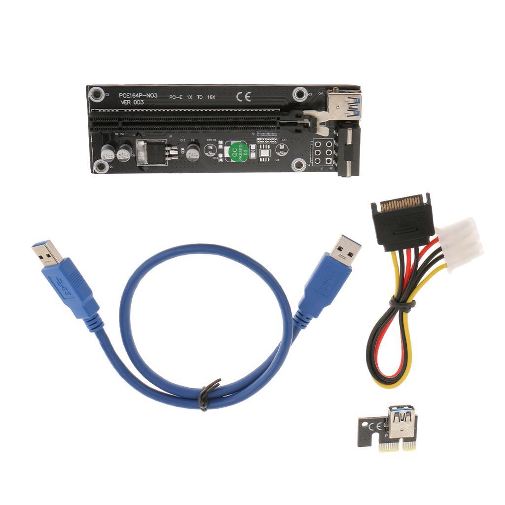 PCI-E 1x to 16x Powered USB 3.0 Video Card Extender Riser Adapter Cable 50cm