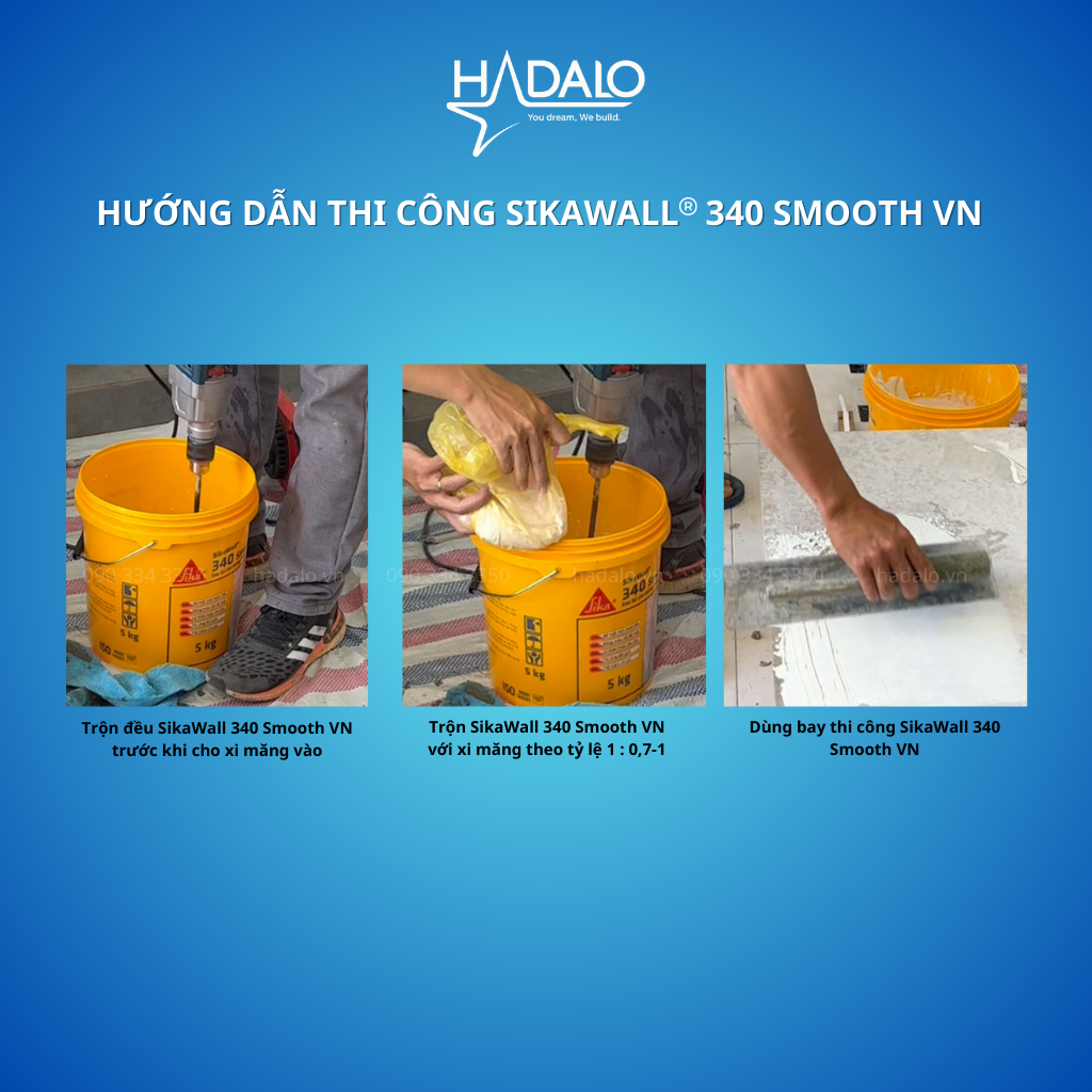 Bột trét tường SikaWall 340 Smotth VN – Keo bả cho tường và trần, sử dụng được trong nhà/ngoài trời
