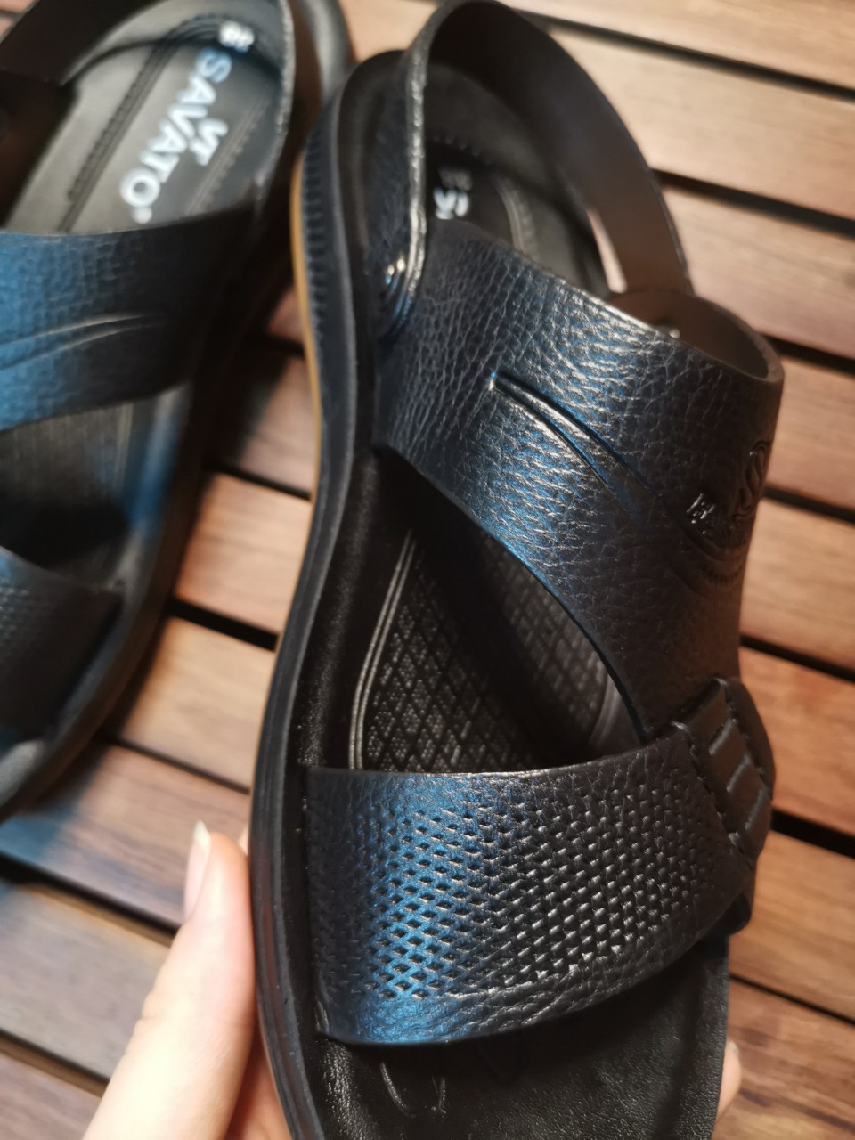 Giày Sandal nam da bò thật dép quai hậu nam da thật - DQH.235