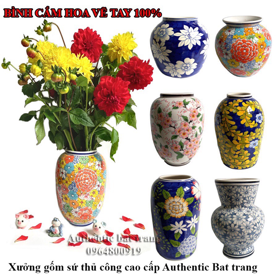"HOT" BÌNH CẮM HOA VẼ TAY 100% - SIÊU ĐẸP, SIÊU XINH , SANG TRỌNG CHO CĂN PHÒNG CỦA BẠN