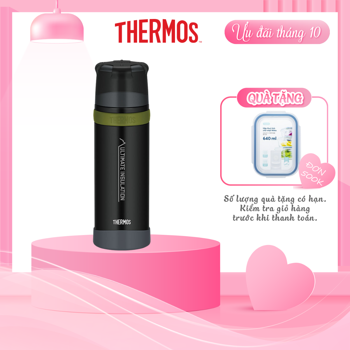 Bình giữ nhiệt Thermos kèm cốc FFX-751 MTBK 750ml màu đen nhám Hàng chính hãng