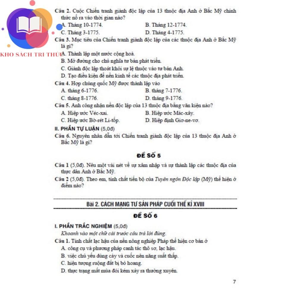 Sách - đề kiểm tra đánh giá lịch sử 8 (bám sát sgk kết nối tri thức với cuộc sống)