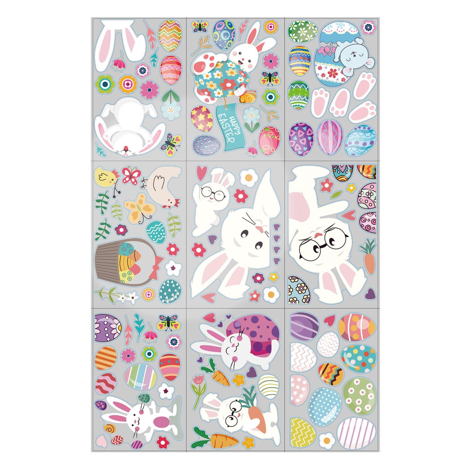 Reusable Easter Window Stickers, Static Clings Wall Decals for Decorative
