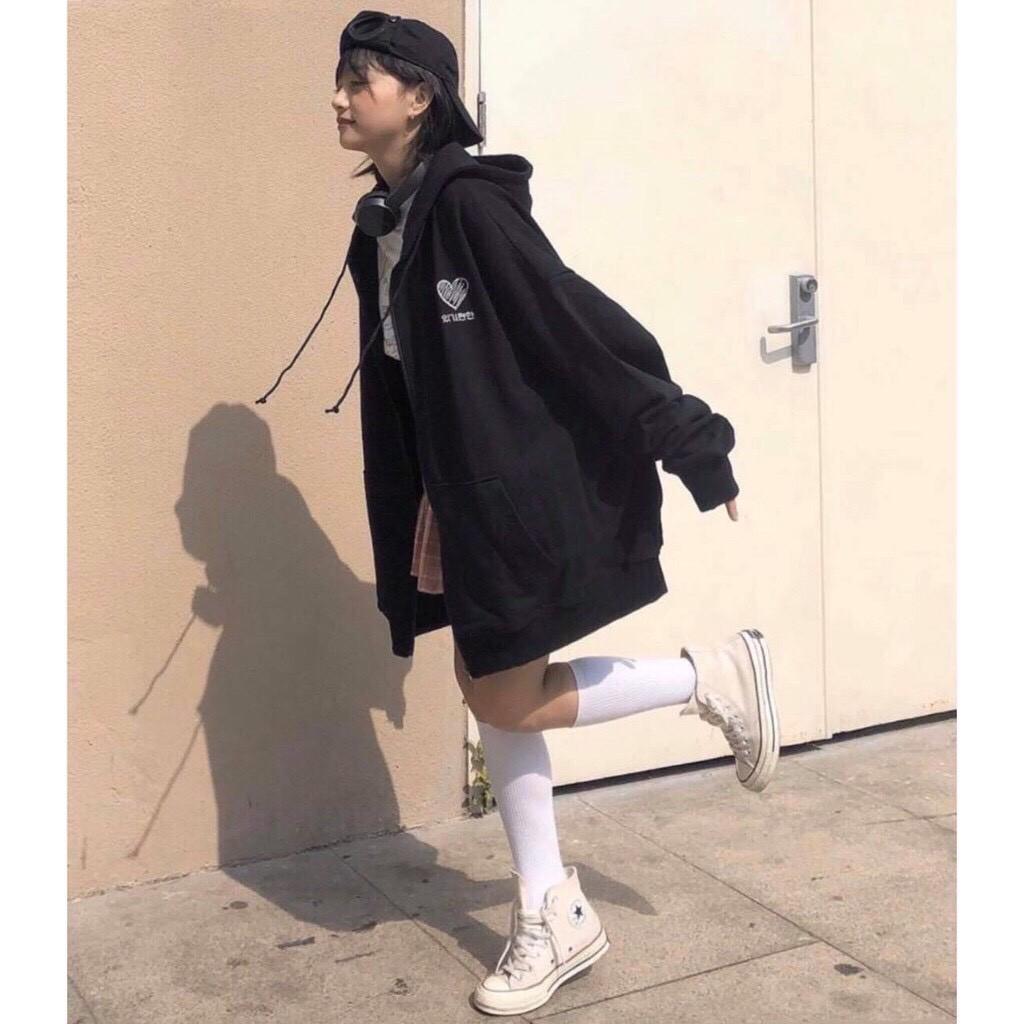 Áo khoác nỉ nữ. áo hoodie nữ form rộng HEART 0100