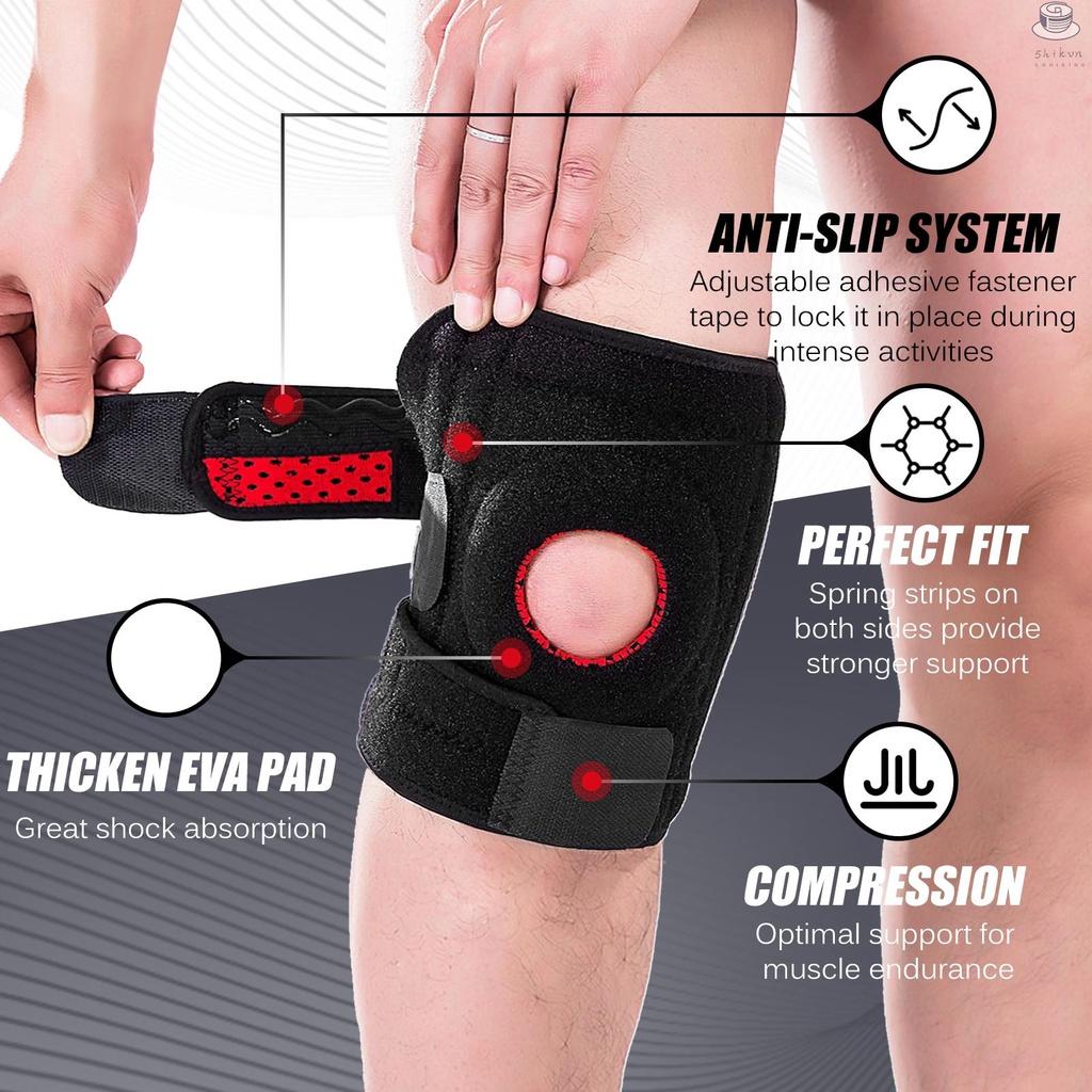 Kneepad Knee Protector with EVA Pad and Spring Fitness Soft Breathable Knee Guards Elastic Knee Brace Knee Support for Volleyball Football Dance Yoga Tennis Running Cycling Mountaineering Single