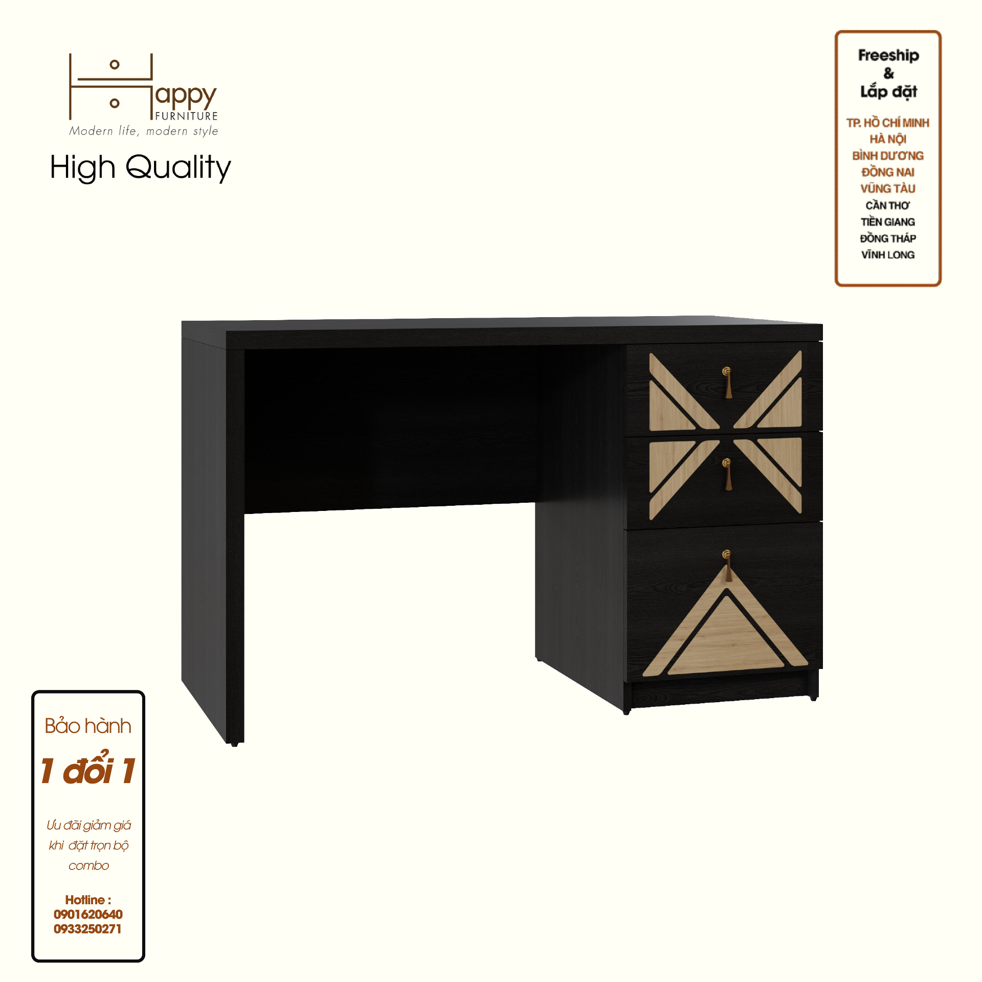 [Happy Home Furniture] CHARIS, Bàn làm việc 3 ngăn kéo, 120cm x 55cm x 75cm ( DxRxC), BAN_068