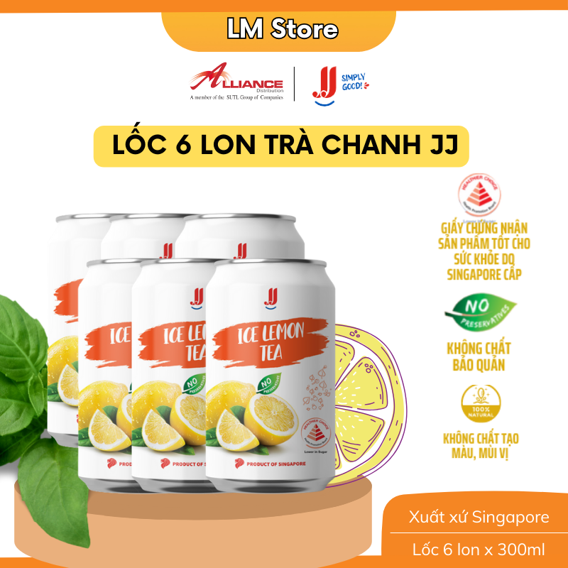 [Chính hãng] Lốc 6 Trà Chanh JJ (6 Lon x 300ml) - Thương hiệu Singapore