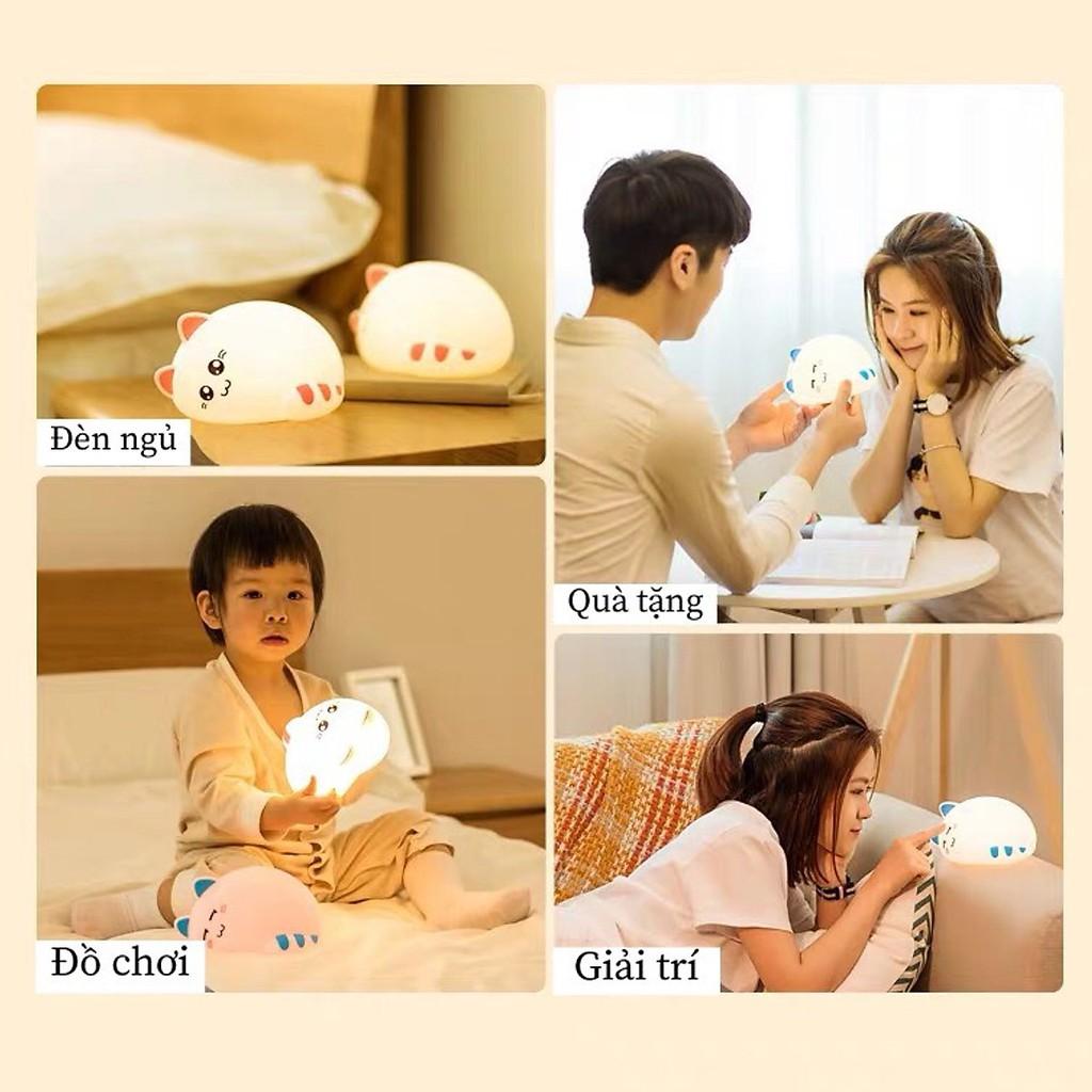 (CÓ REMOTE) ĐÈN NGỦ HÌNH MÈO SILICON DỄ THƯƠNG -ĐÈN DÀNH CHO CẶP ĐÔI YÊU NHAU VALENTINE, 8/3