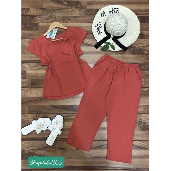 Đồ bộ nữ,đồ ngủ, đồ bộ mặc nhà lửng 9 tấc vải đũi siêu cưng