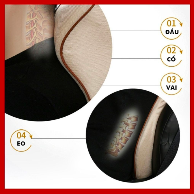 Gối tựa đầu và lưng ghế ô tô cao su non cao cấp giảm mỏi cổ đau lưng.