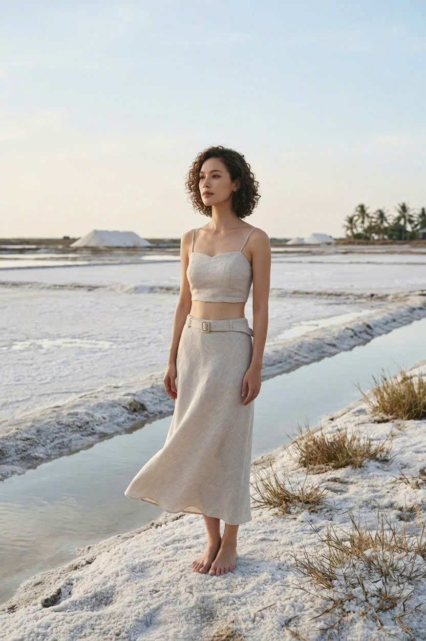 Áo Croptop Hai Dây Linen Vải Lanh Xám Muối Tiêu TOP208 Thời trang Hity