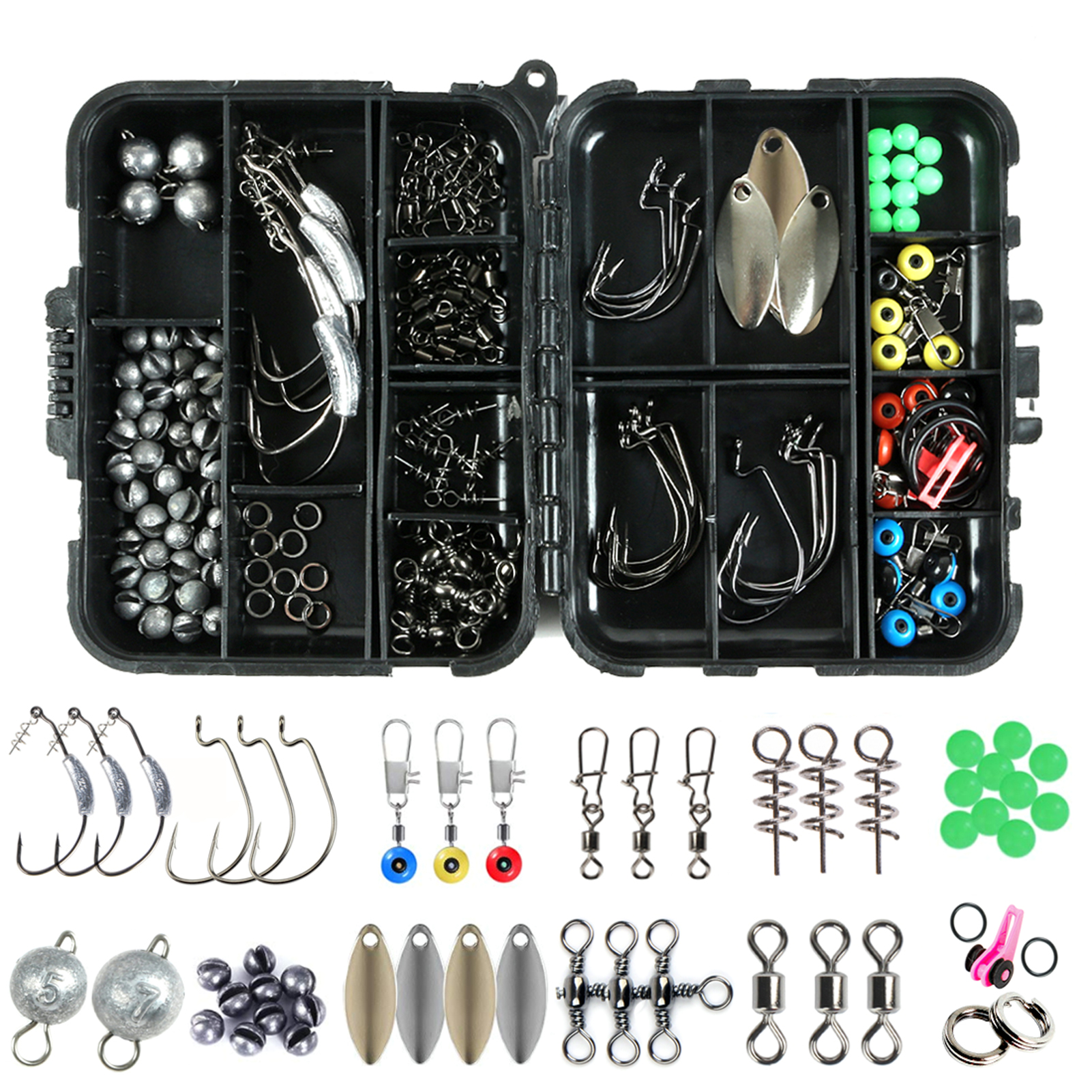 155 Chiếc Móc Câu Cá Và Hộp Đựng