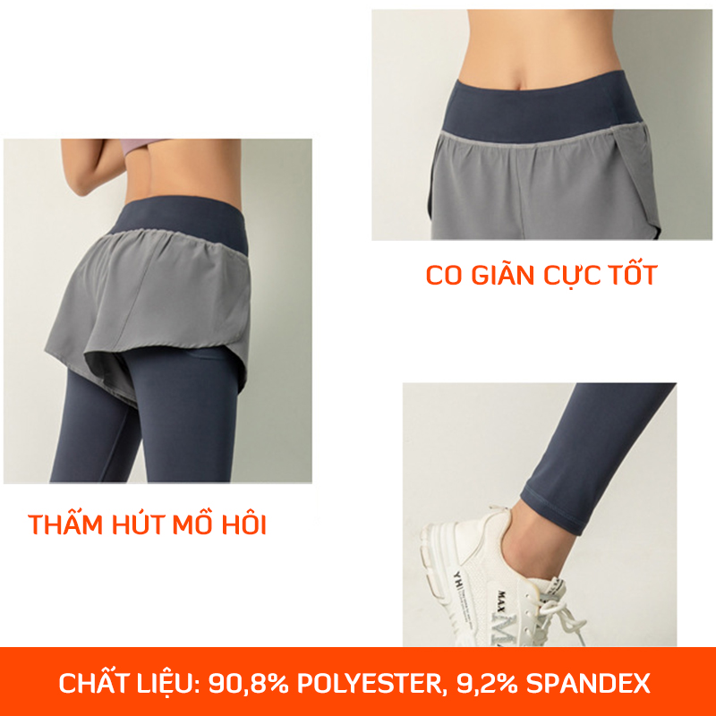 Đồ tập gym nữ Louro QL52, kiểu quần tập gym nữ có quần short liền, vải co giãn 4 chiều, thoáng mát