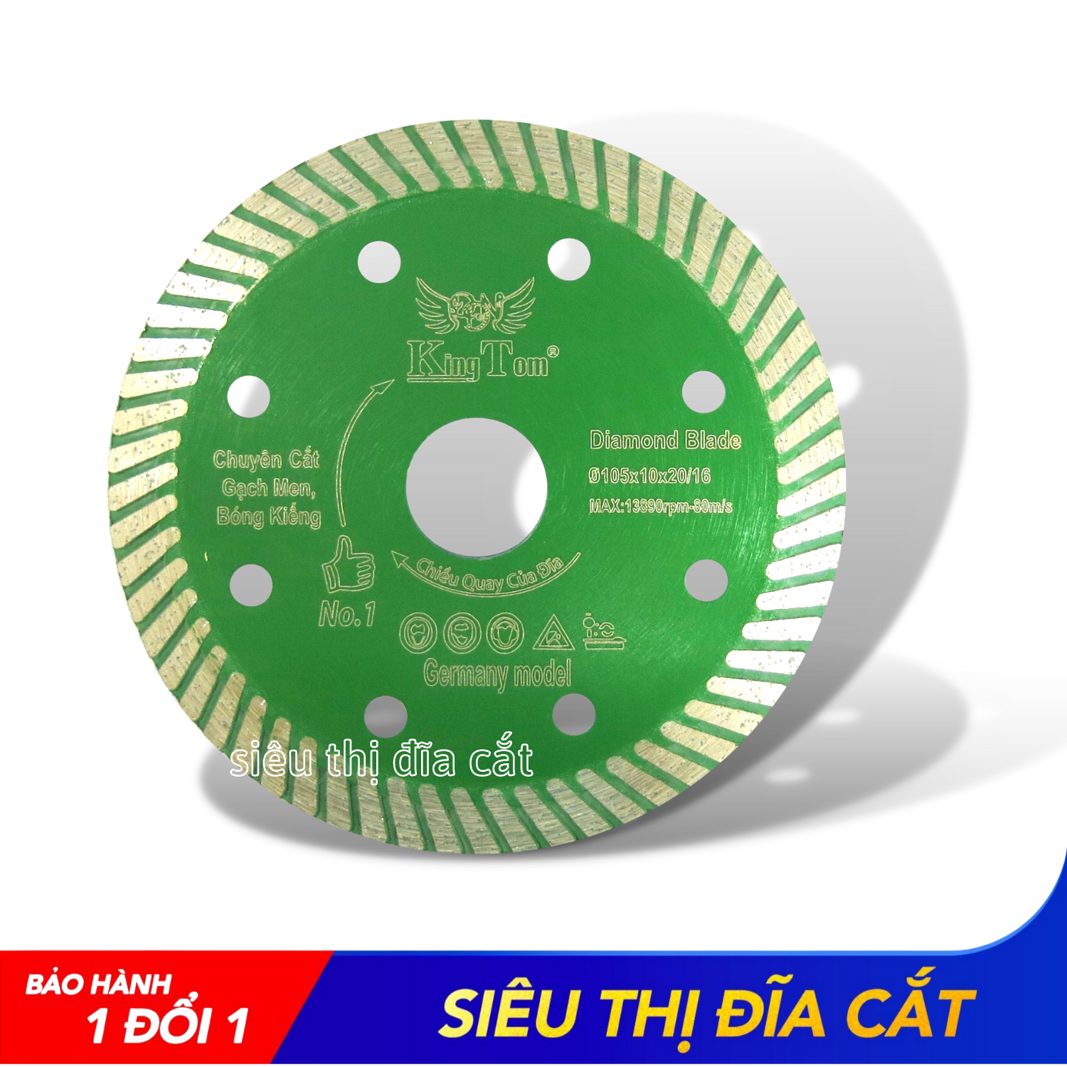 Lưỡi Cắt Đa Năng Siêu Cao Cấp 100mm KingTom Xanh Lá - Cắt Gạch Men, Bóng Kiếng, Đá Granite