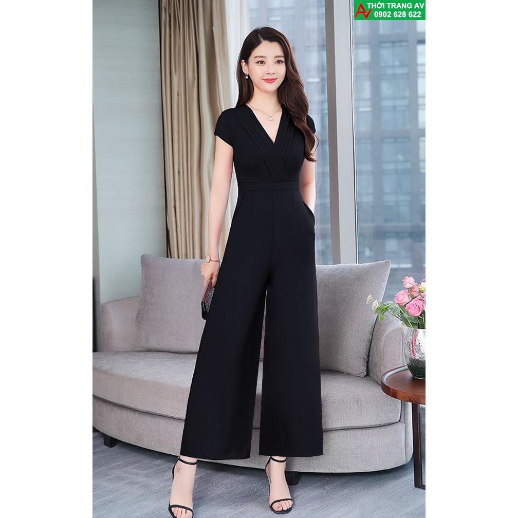 AV6498 - Jumpsuit - Đồ bay dài ống suông xếp pli ngực 