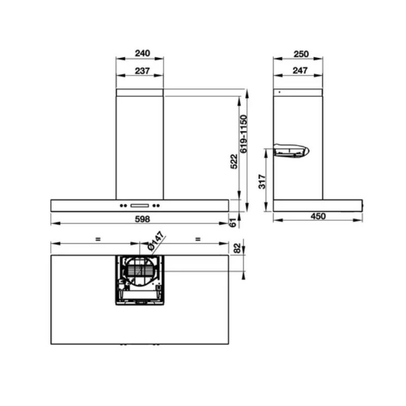 Máy Hút Hùi Áp Tường Hafele HH-WI60B 539.81.173 - 900m3/h - Hàng Chính Hãng