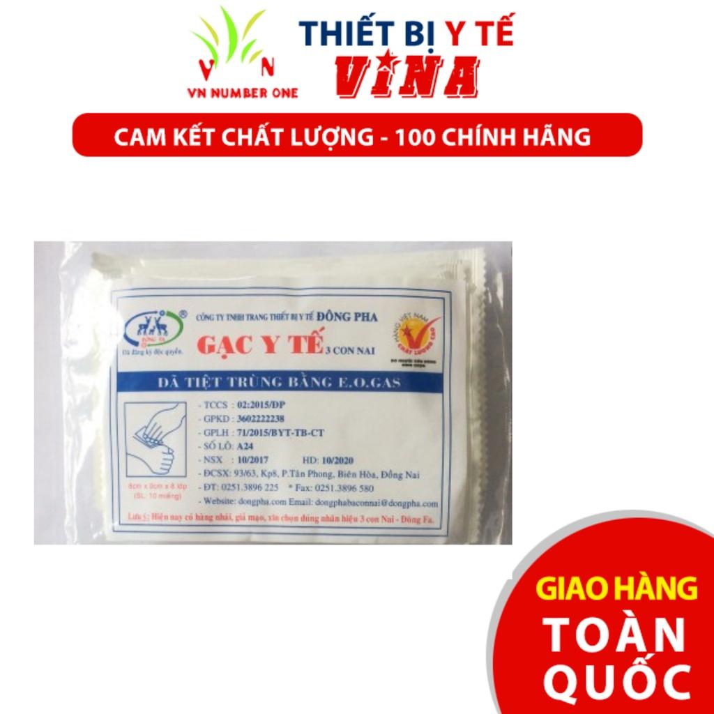 Gạt Y Tế Đông Pha 5 x 6 cm, 8 lớp. Combo 10 Bịch (1 bich 10 miếng)