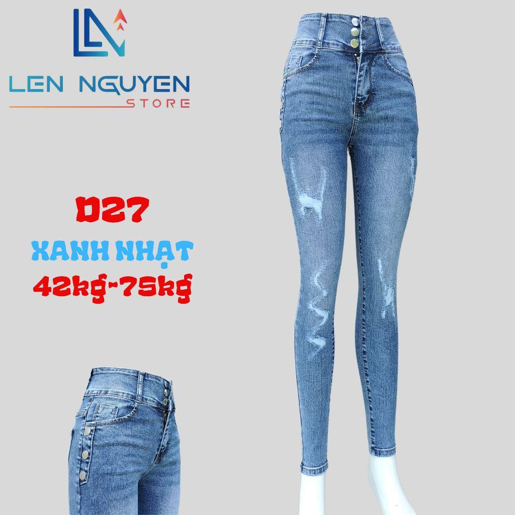 D27_ Quần jean nữ, áo khoác, lưng cao, quần bò nữ dáng ôm, quần rin nữ có big size, cho 42kg đến 75kg,LEN NGUYEN STORE - Xanh Ánh Rêu