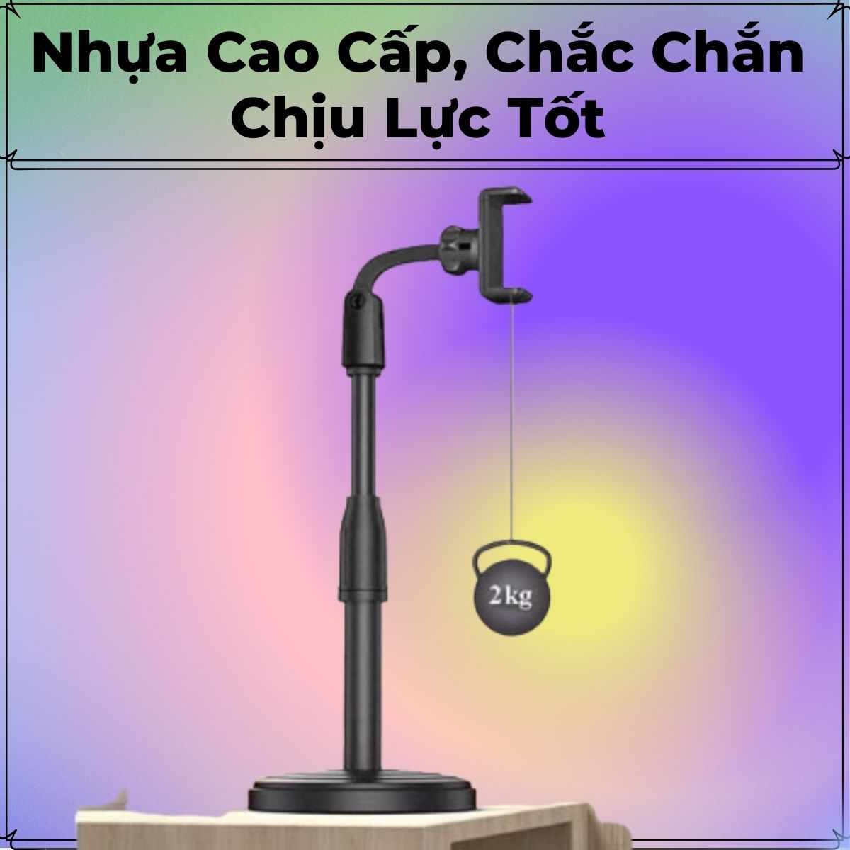 Giá đỡ điện thoại để bàn xoay 360 độ, tùy chỉnh độ dài, chất liệu nhựa cao cấp để livestream, giải trí, học online