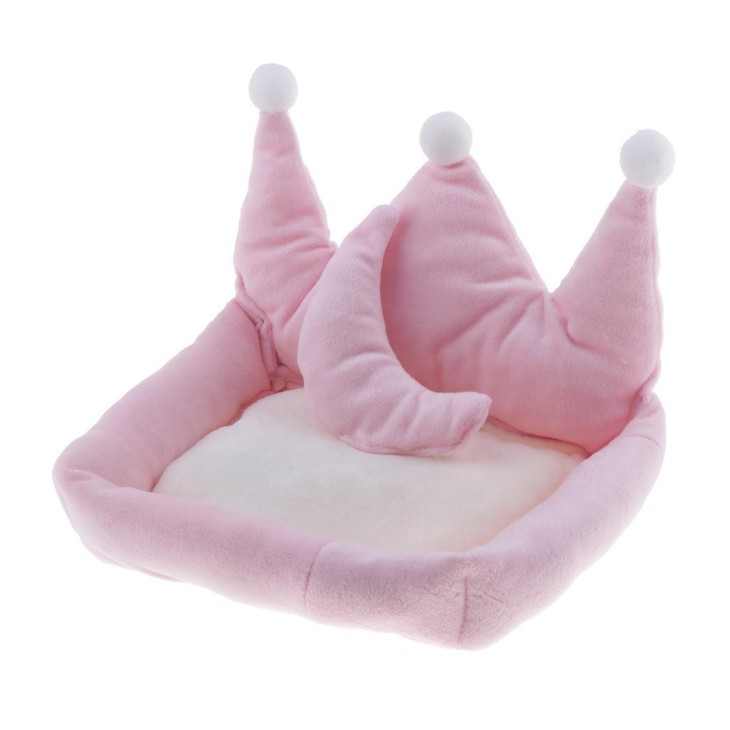 Cute Crown Shape Dog Sleeping Bed Cozy Winter Warm Cat Dog House Pink