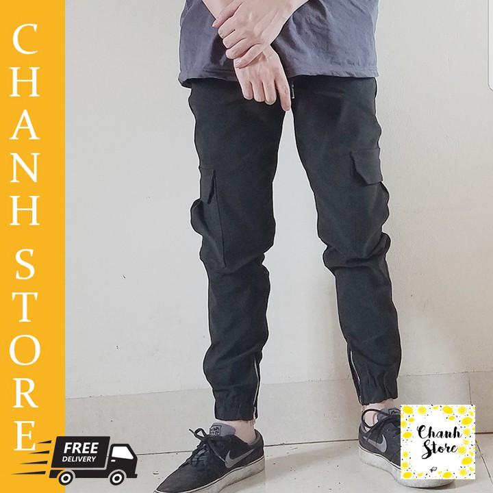 Quần jogger kaki túi hộp mix khóa zip gấu