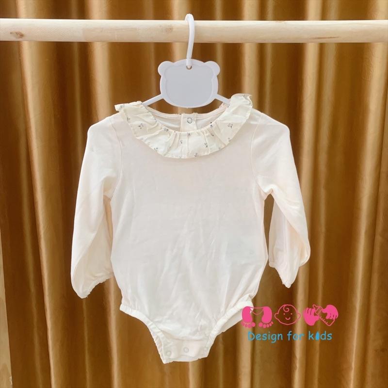 Body chip dài tay cổ bèo, cổ sen xuất dư vải ORGANIC COTTON xinh yêu cho bé gái