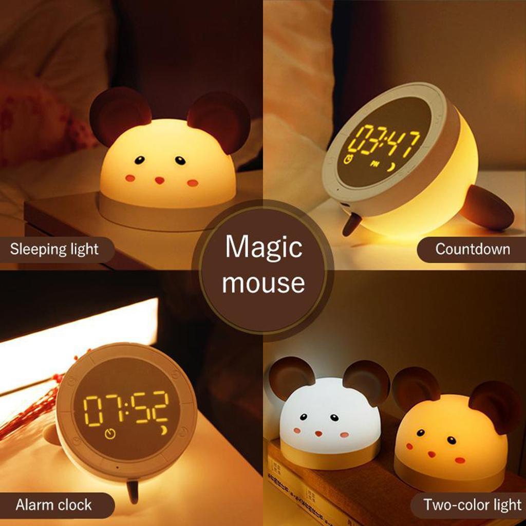 Modern LED Kids Digital Alarm Clock Table Rechargeable Nightlight