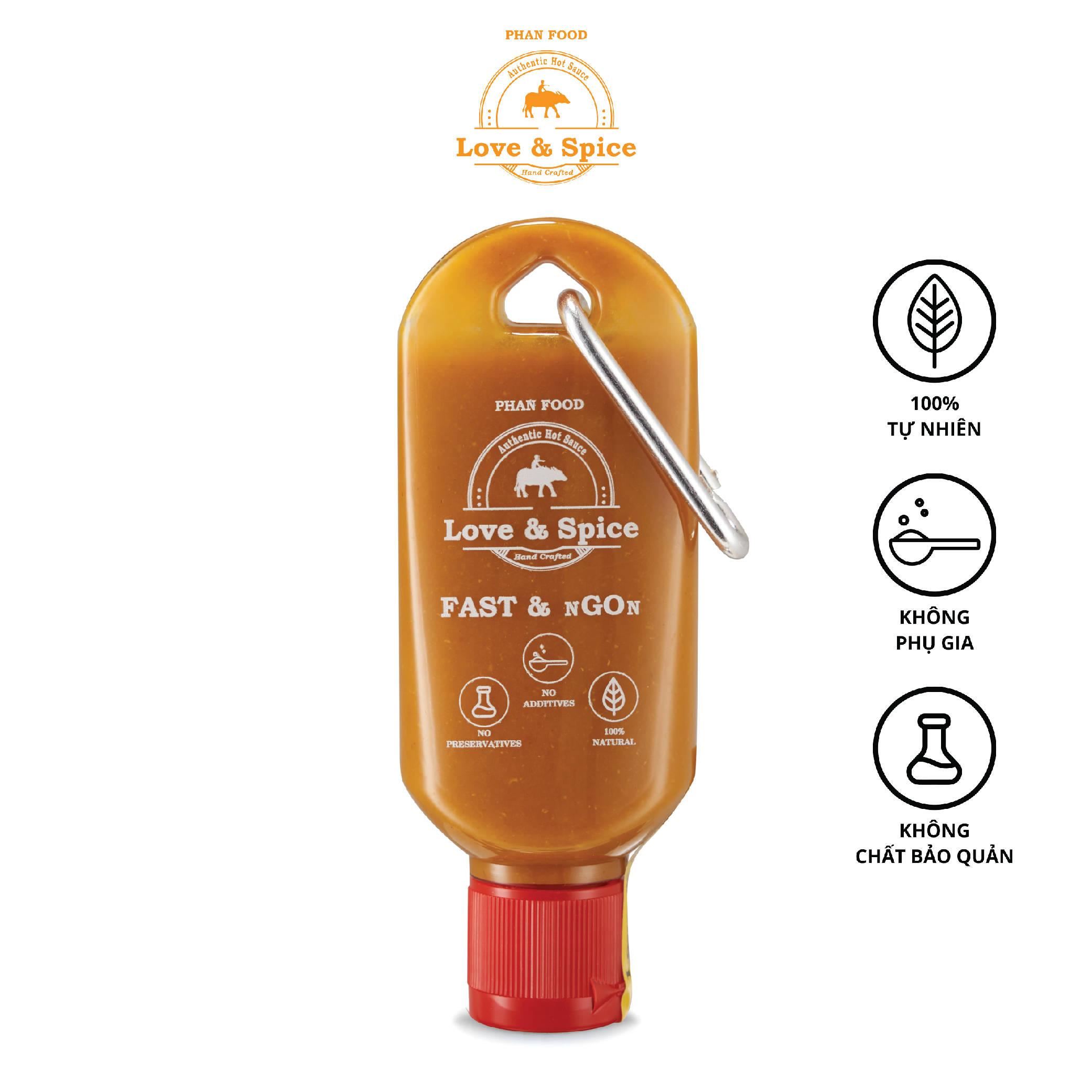 Móc khóa tương ớt siêu cay Love & Spice CAY QUÁ ĐÃ  lên men tự nhiên từ ớt Peach Habanero chai 60ml