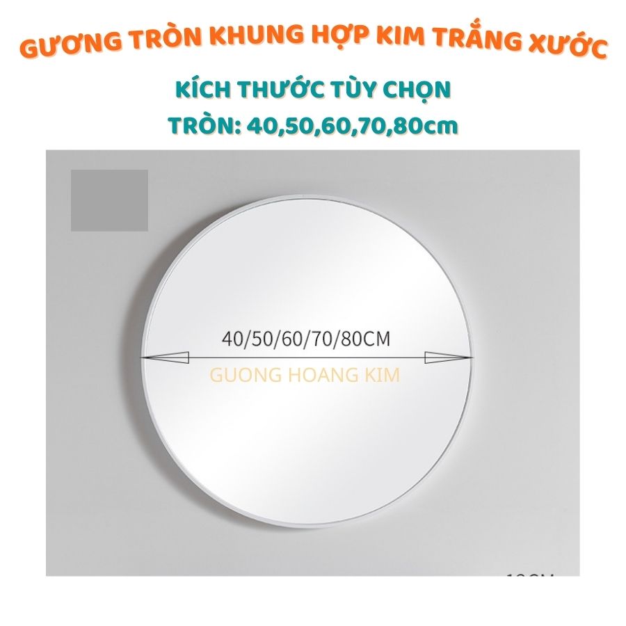 Gương tròn khung kim loại màu có đế để bàn, gương bàn trang điểm, gương nhà tắm decor kích thước D40cm D50cm D60cm