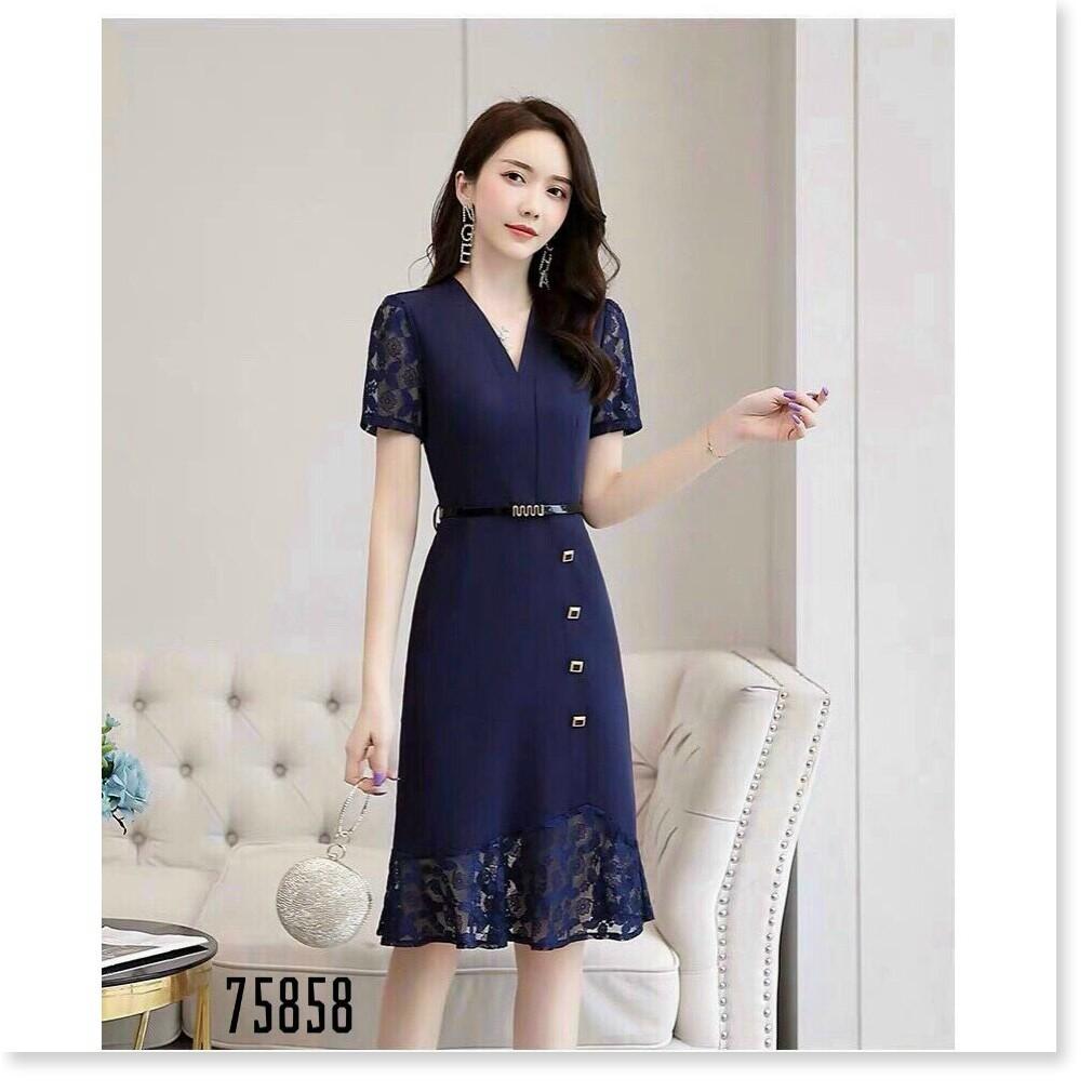 ĐẦM UMI TAY NGẮN,CỔ V,HỌA TIẾT TRƠN NHƯNG VÔ CÙNG SANG TRỌNG LANA FASHION