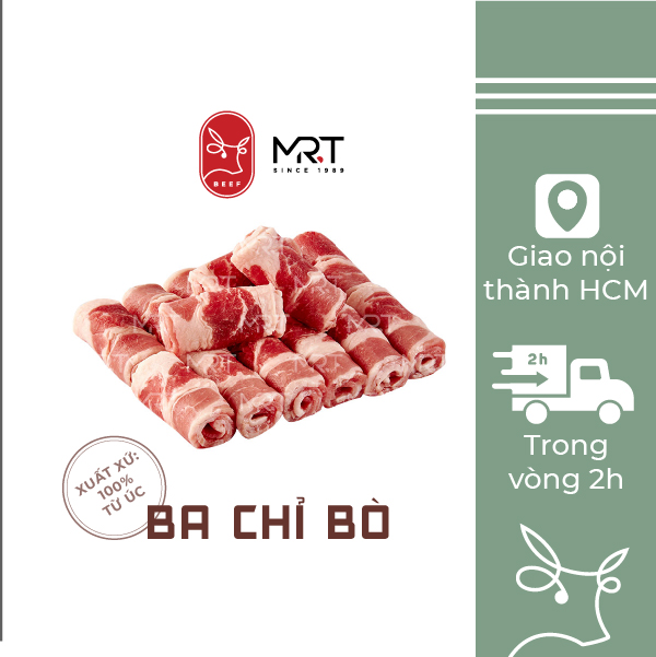 Ba chỉ Bò Úc 500gr | 100% nhập khẩu | Dùng ăn lẩu và nướng | Giao siêu tốc HCM | Mr.T Beef