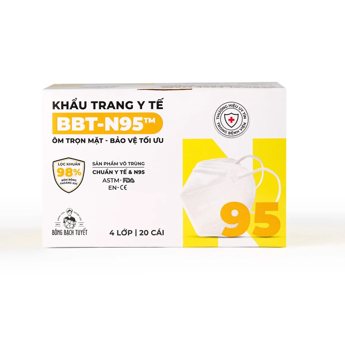 KHẨU TRANG N95 BÔNG BẠCH TUYẾT. HỘP 20 CÁI