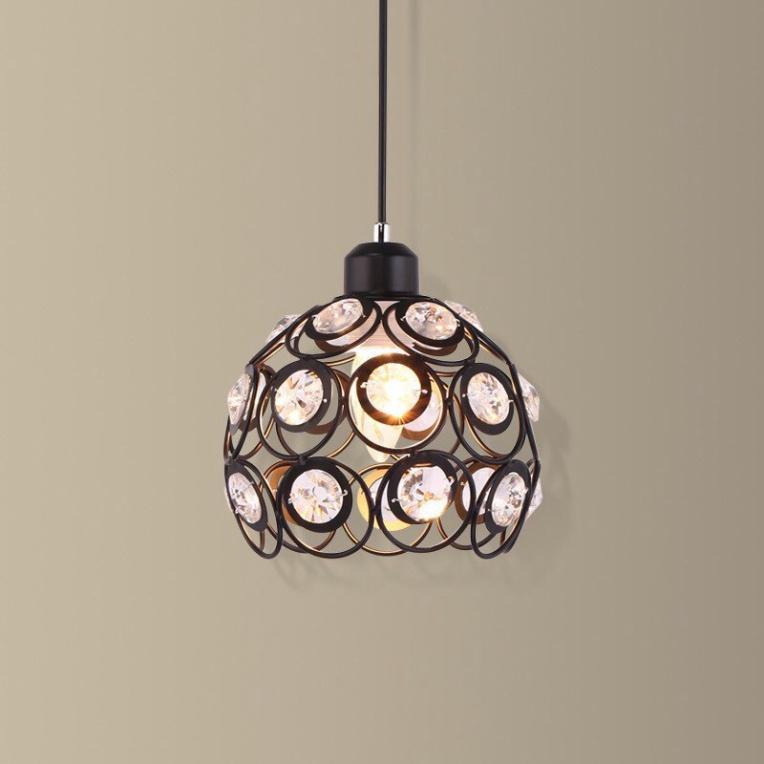 Đèn thả đơn đen Ca Sỹ Pha Lê - đèn thả quầy bar , bàn ăn, phòng khách, phòng ngủ. KÈM BÓNG LED DDT
