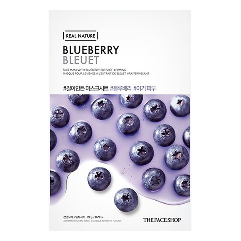 Bộ 5 Miếng Mặt Nạ Giấy The Face Shop Real Nature Blueberry Face Mask 20g