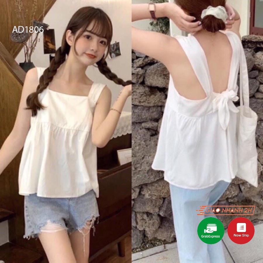 Áo babydoll,áo 2 dây,áo đũi bản to chất đũi lụa kèm nơ sau siêu hot A367 coco land deal xịn, chất xịn giá tốt